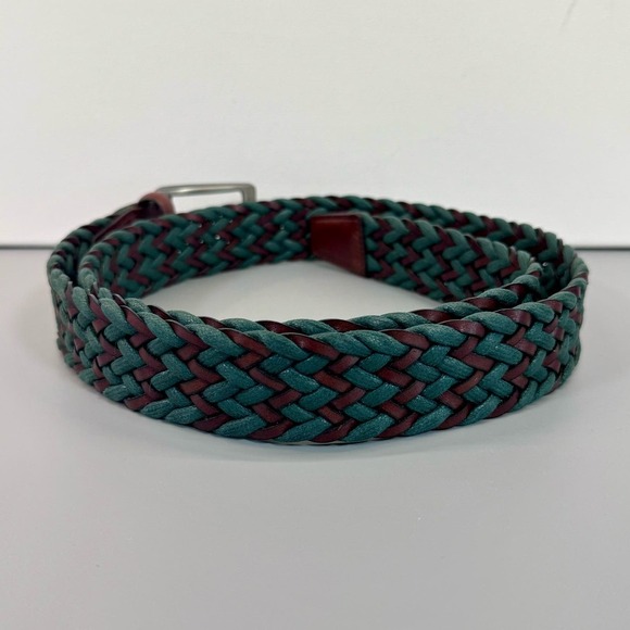 Italian Chevron Braided Leather Belt NWOT - Picture 2 of 8